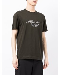 dunkelgrünes bedrucktes T-Shirt mit einem Rundhalsausschnitt von Emporio Armani