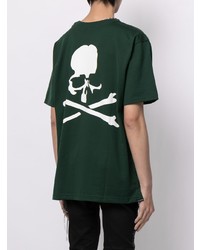 dunkelgrünes bedrucktes T-Shirt mit einem Rundhalsausschnitt von Mastermind World
