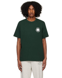 dunkelgrünes bedrucktes T-Shirt mit einem Rundhalsausschnitt von Sporty & Rich