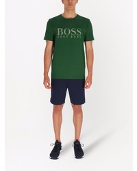 dunkelgrünes bedrucktes T-Shirt mit einem Rundhalsausschnitt von BOSS HUGO BOSS