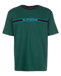 dunkelgrünes bedrucktes T-Shirt mit einem Rundhalsausschnitt von Supreme