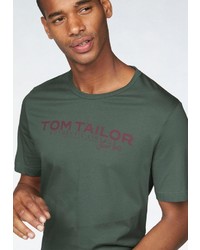 dunkelgrünes bedrucktes T-Shirt mit einem Rundhalsausschnitt von Tom Tailor