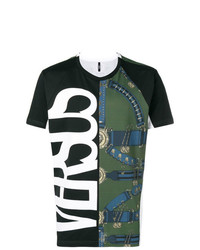 dunkelgrünes bedrucktes T-Shirt mit einem Rundhalsausschnitt von Versus