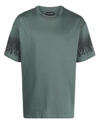 dunkelgrünes bedrucktes T-Shirt mit einem Rundhalsausschnitt von Vision Of Super