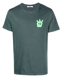 dunkelgrünes bedrucktes T-Shirt mit einem Rundhalsausschnitt von Zadig & Voltaire