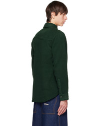 dunkelgrünes bedrucktes Wolllangarmhemd von Dime