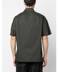 dunkelgrünes besticktes Kurzarmhemd von Helmut Lang