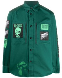dunkelgrünes besticktes Langarmhemd von Diesel