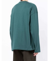 dunkelgrünes besticktes Langarmshirt von Jil Sander