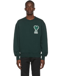 dunkelgrünes besticktes Sweatshirt von AMI Alexandre Mattiussi