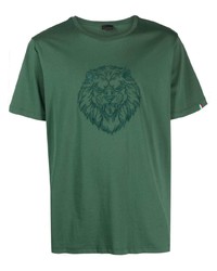 dunkelgrünes besticktes T-Shirt mit einem Rundhalsausschnitt von Billionaire