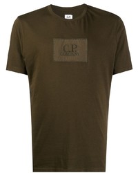 dunkelgrünes besticktes T-Shirt mit einem Rundhalsausschnitt von C.P. Company