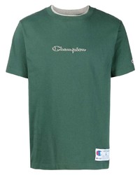 dunkelgrünes besticktes T-Shirt mit einem Rundhalsausschnitt von Carhartt WIP