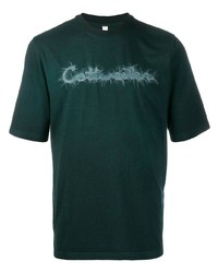 dunkelgrünes besticktes T-Shirt mit einem Rundhalsausschnitt von Cottweiler