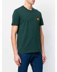 dunkelgrünes besticktes T-Shirt mit einem Rundhalsausschnitt von AMI Alexandre Mattiussi