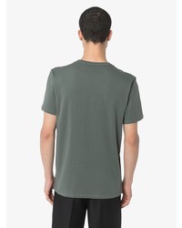 dunkelgrünes besticktes T-Shirt mit einem Rundhalsausschnitt von MAISON KITSUNÉ