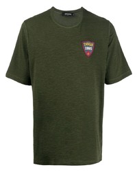 dunkelgrünes besticktes T-Shirt mit einem Rundhalsausschnitt von DSQUARED2