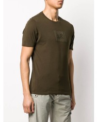 dunkelgrünes besticktes T-Shirt mit einem Rundhalsausschnitt von C.P. Company