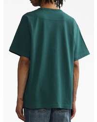 dunkelgrünes besticktes T-Shirt mit einem Rundhalsausschnitt von Stone Island