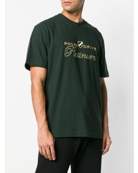 dunkelgrünes besticktes T-Shirt mit einem Rundhalsausschnitt von Alexander Wang