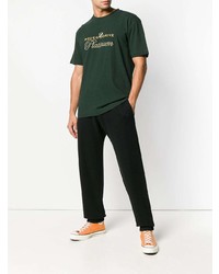 dunkelgrünes besticktes T-Shirt mit einem Rundhalsausschnitt von Alexander Wang