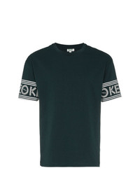 dunkelgrünes besticktes T-Shirt mit einem Rundhalsausschnitt von Kenzo