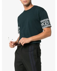 dunkelgrünes besticktes T-Shirt mit einem Rundhalsausschnitt von Kenzo