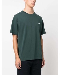 dunkelgrünes besticktes T-Shirt mit einem Rundhalsausschnitt von Ron Dorff