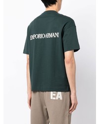 dunkelgrünes besticktes T-Shirt mit einem Rundhalsausschnitt von Emporio Armani