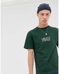 dunkelgrünes besticktes T-Shirt mit einem Rundhalsausschnitt von Parlez