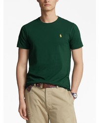 dunkelgrünes besticktes T-Shirt mit einem Rundhalsausschnitt von Polo Ralph Lauren