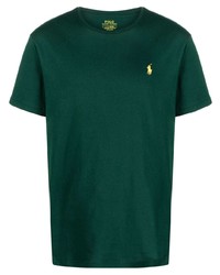 dunkelgrünes besticktes T-Shirt mit einem Rundhalsausschnitt von Polo Ralph Lauren