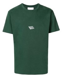 dunkelgrünes besticktes T-Shirt mit einem Rundhalsausschnitt von Reception