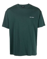 dunkelgrünes besticktes T-Shirt mit einem Rundhalsausschnitt von Ron Dorff