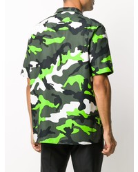 dunkelgrünes Camouflage Kurzarmhemd von Valentino