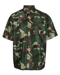 dunkelgrünes Camouflage Kurzarmhemd von Heron Preston
