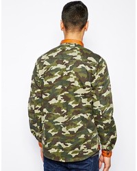 dunkelgrünes Camouflage Langarmhemd