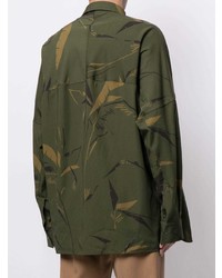 dunkelgrünes Camouflage Langarmhemd von Salvatore Ferragamo