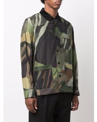 dunkelgrünes Camouflage Langarmhemd von Sacai