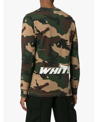 dunkelgrünes Camouflage Langarmshirt von Off-White