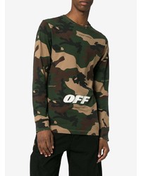 dunkelgrünes Camouflage Langarmshirt von Off-White