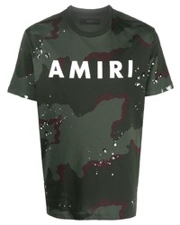 dunkelgrünes Camouflage T-Shirt mit einem Rundhalsausschnitt von Amiri