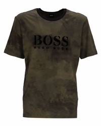 dunkelgrünes Camouflage T-Shirt mit einem Rundhalsausschnitt von BOSS HUGO BOSS