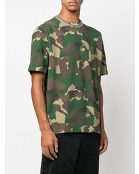 dunkelgrünes Camouflage T-Shirt mit einem Rundhalsausschnitt von Heron Preston