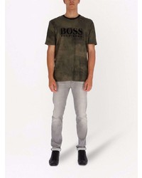 dunkelgrünes Camouflage T-Shirt mit einem Rundhalsausschnitt von BOSS HUGO BOSS