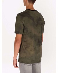 dunkelgrünes Camouflage T-Shirt mit einem Rundhalsausschnitt von BOSS HUGO BOSS