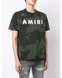 dunkelgrünes Camouflage T-Shirt mit einem Rundhalsausschnitt von Amiri