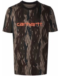 dunkelgrünes Camouflage T-Shirt mit einem Rundhalsausschnitt von Carhartt WIP