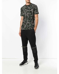 dunkelgrünes Camouflage T-Shirt mit einem Rundhalsausschnitt von Les Hommes Urban