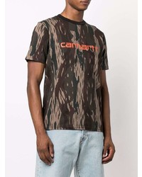dunkelgrünes Camouflage T-Shirt mit einem Rundhalsausschnitt von Carhartt WIP